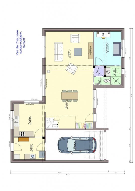 Plan maison rez-de-chaussée Carolini