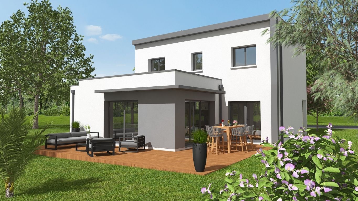 Innovante n°2 Maison neuve avec terrasse en bois et salon de jardin