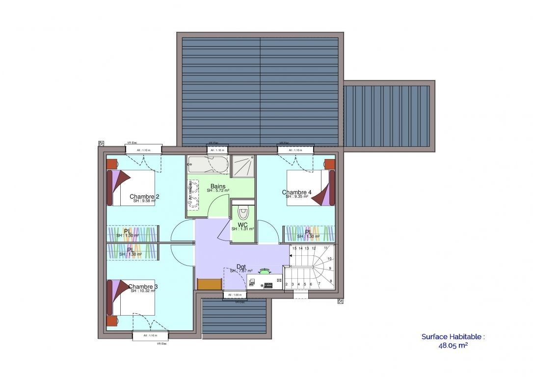 Innovante n°2 Plan maison Demirel étage meublé