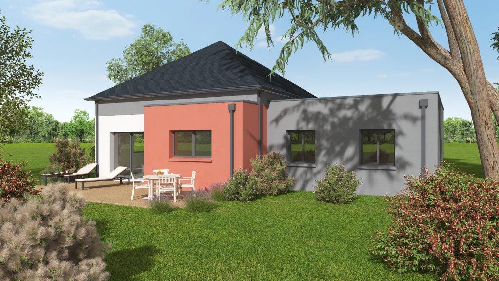 Innovante n°3 Façade arrière d'une maison neuve avec terrasse