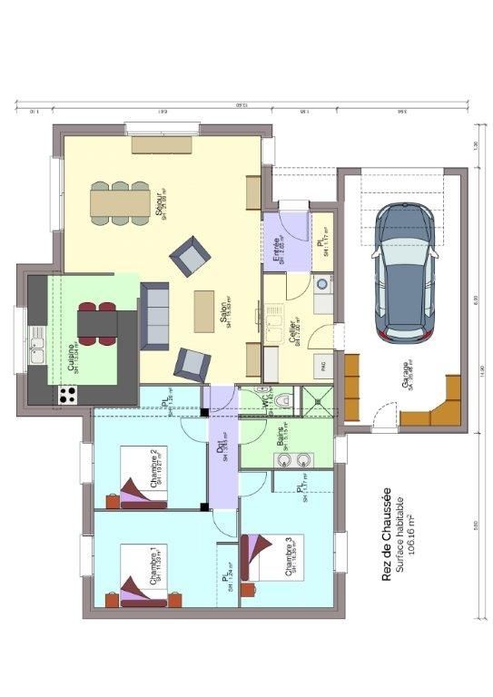 Innovante n°3 Plan rez-de-chaussée maison Foulonneau