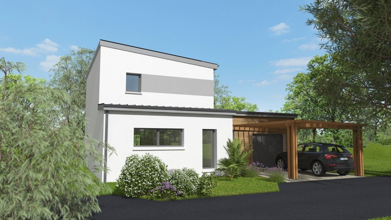 Maison neuve avec préau en bois 2
